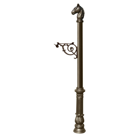 QUALARC Post w/support bracket, decorative ornate base and horsehead finial LPST-701-BZ